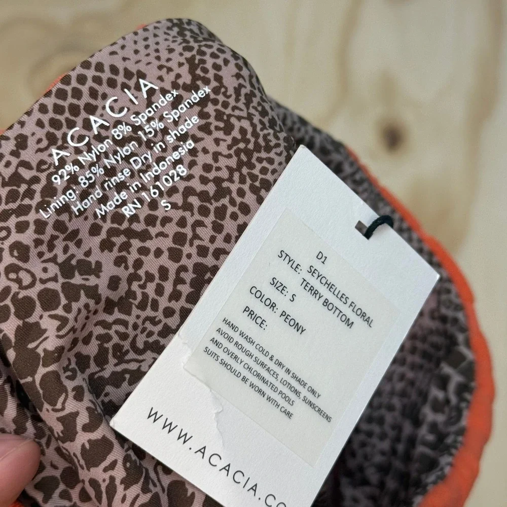 Acacia Seychelles Floral Terry Bottom Peony Orange Reversible Snake Print Small